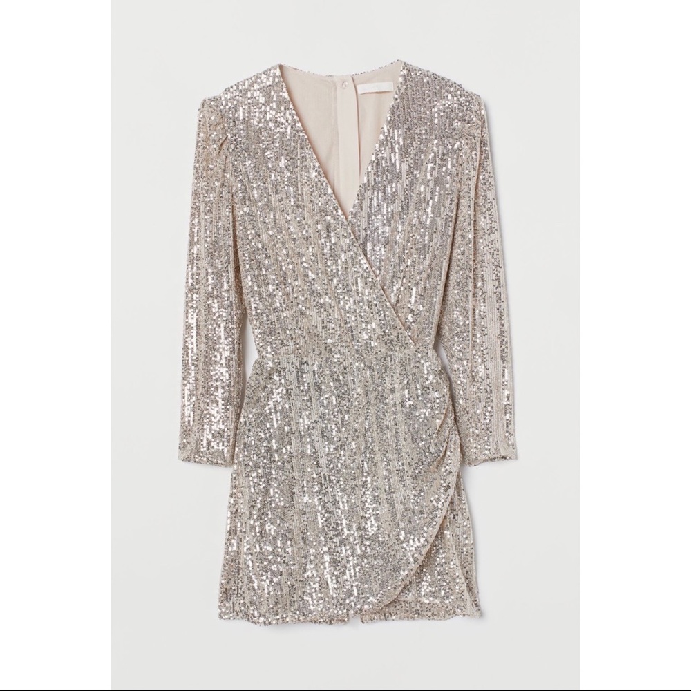 H&M Sequin romper NWT Large Silver Gold